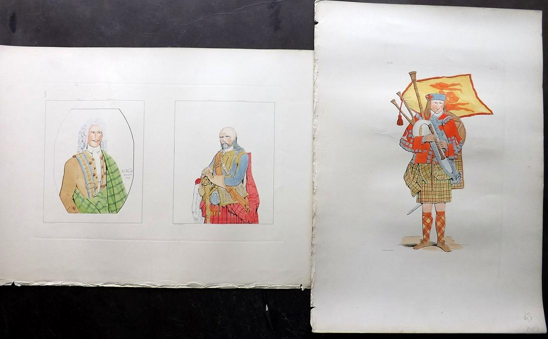 Sobieski Stuart 1845 Pair LG HC Scottish Costume Prints (1 of 2)