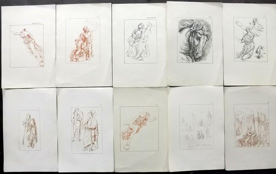After Raphael 1894 Lot of 10 Lithograph Drawings (1 of 2)