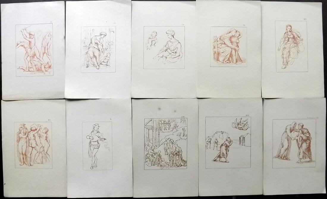 After Raphael 1894 Lot of 10 Lithograph Drawings (1 of 2)