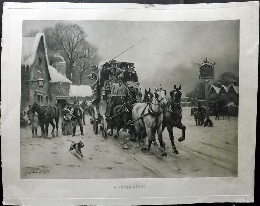 After Sanderson Wells C1900 LG Print of Coaching Scene (1 of 2)