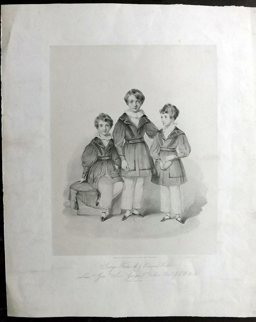 Brandard, John C1830 LG Print. Sons of George Walker: "George Frederick & Edmond Walker Sons of Lieut. Gen. Sir George Walker" Drawn and Lithographed by John Brandard. Printed by Graf & Soret on India Wove Paper. Paper Size: 18 x 15 inch (48 x 38cm) Very