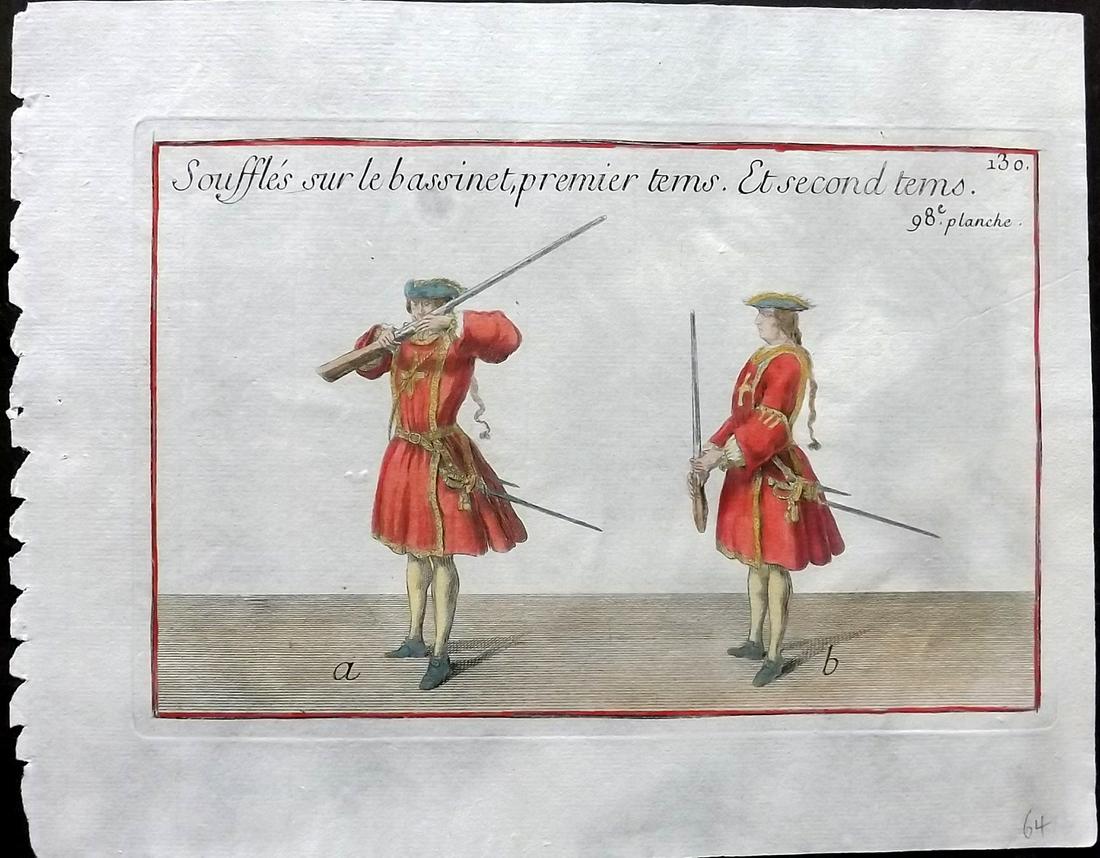 Girard, Pierre 1755 Hand Colored Pikeman Print 130 (1 of 2)