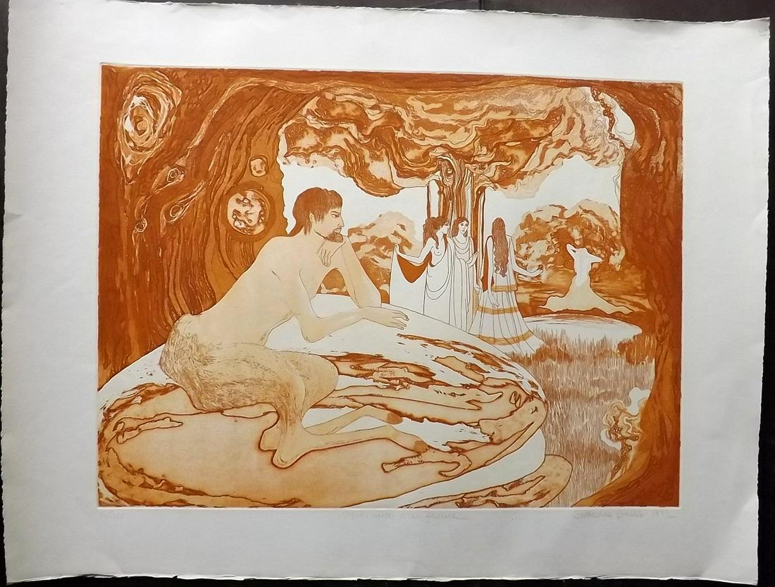 Grubb, Catherine 1972 Large Signed Aquatint Etching (1 of 2)