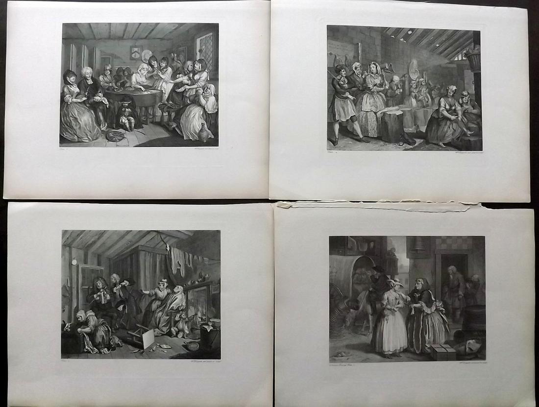 Hogarth, William 1818 Lot of 4 Folio. Harlot's Progress (1 of 2)