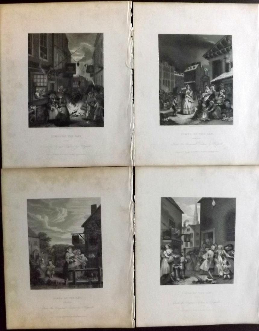 Hogarth, William 1833 Set of 4 Prints. Times of the Day (1 of 2)
