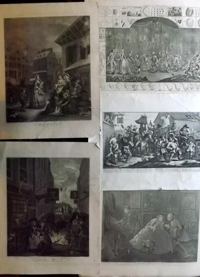 Hogarth, William C1835 Lot of 5 Large Folio Prints (1 of 2)