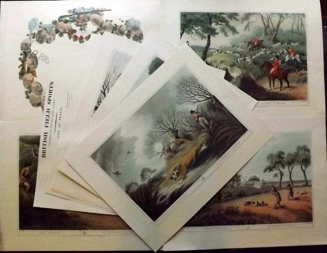 Orme & Howitt Field Sports 1955 Lot 10 LG REPRO Prints: Ten including Illustrated Title and Contents page. Large Folio Lithographs Published 1955, London for "Orme's Collection of British Field Sports" Reproduced from the 1808 Edition. Illustrated by Samue