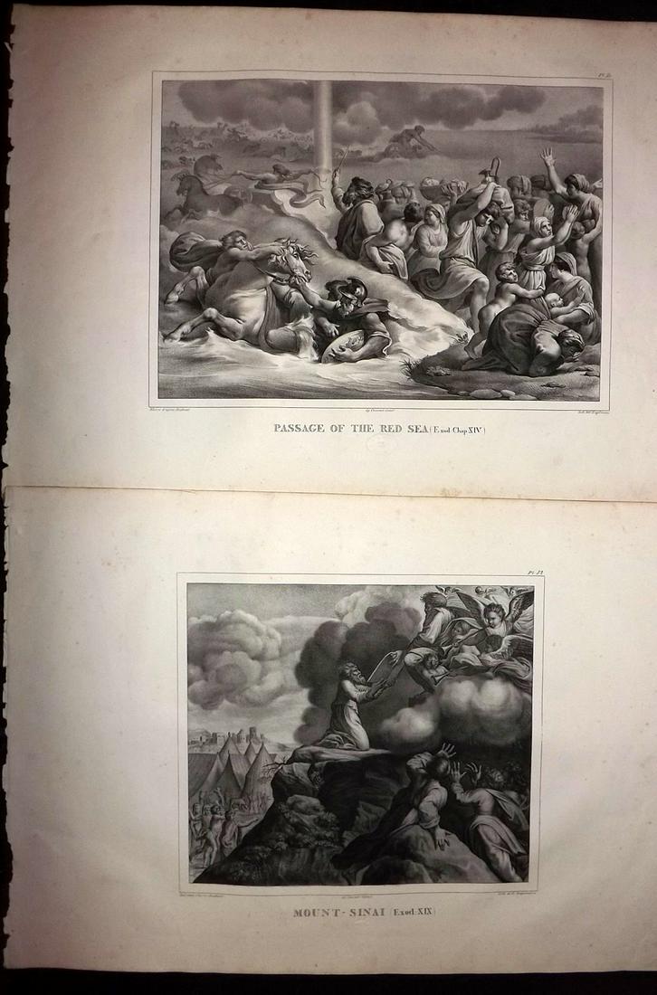 Raphael Vatican Lodges 1825 Pair of Large Folio Prints: Large Folio Lithographs Published 1825, London for "A Collection of Fifty-Two Lithographic Prints from the Celebrated Frescoes in the Vatican, Known under the Name of The Lodges of Raphael" Drawn unde