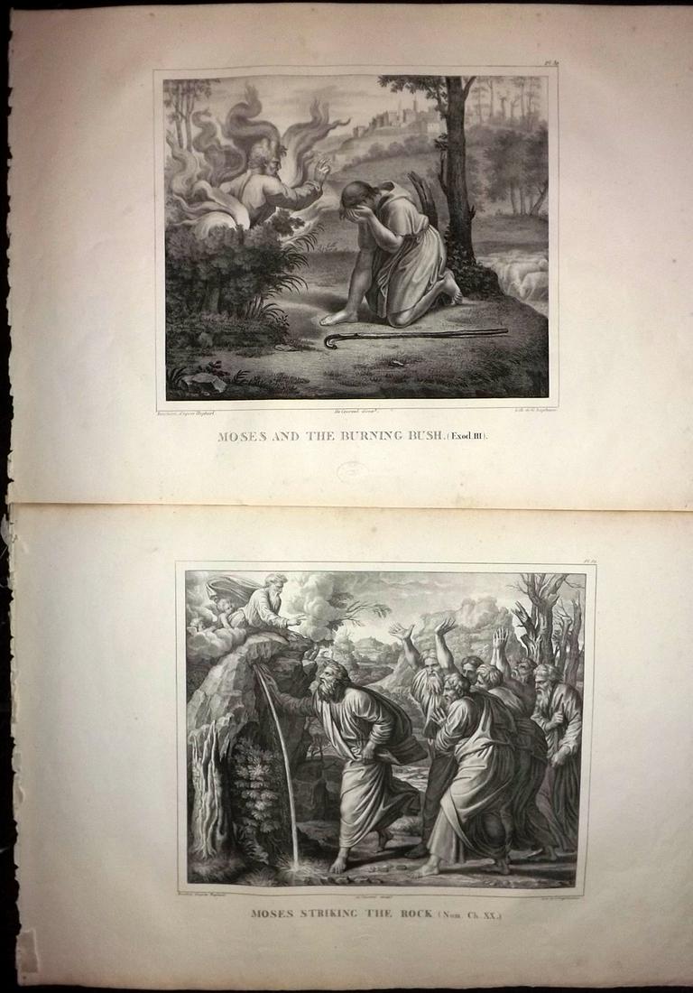 Raphael Vatican Lodges 1825 Pair of Large Folio Prints: Large Folio Lithographs Published 1825, London for "A Collection of Fifty-Two Lithographic Prints from the Celebrated Frescoes in the Vatican, Known under the Name of The Lodges of Raphael" Drawn unde