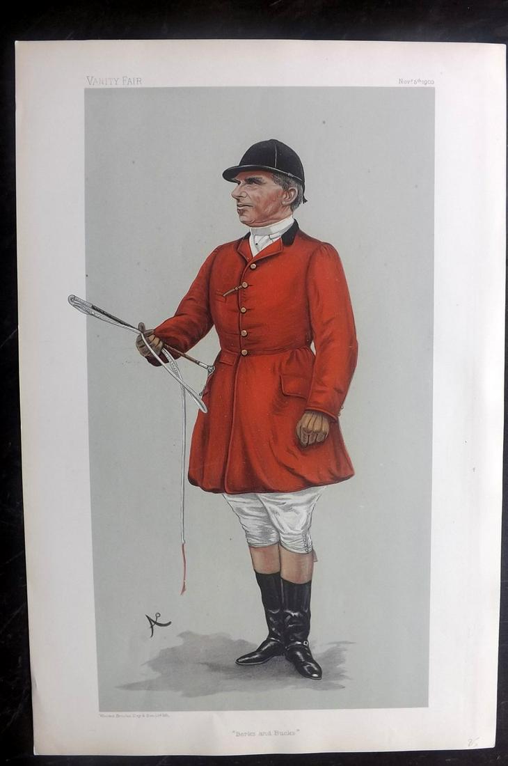 Vanity Fair Print 1903 Robert Rodney Wilmot, Foxhunter: Chromolithograph Published 1869-1914, London for "Vanity Fair" Paper Size: 15 x 10 inch (38 x 25cm) Good Condition