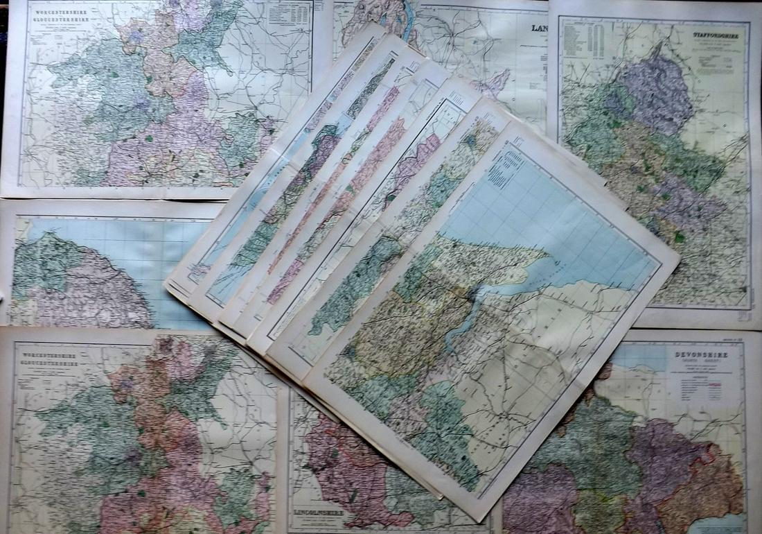 Bacon, G. W. 1898 Lot of 35 British County Maps (1 of 5)