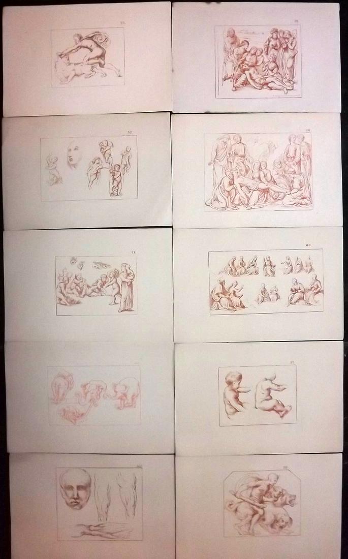 After Raphael 1894 Lot of 10 Lithograph Drawings (1 of 2)
