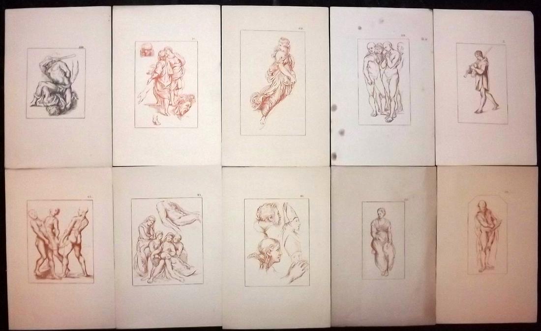 After Raphael 1894 Lot of 10 Lithograph Drawings (1 of 2)