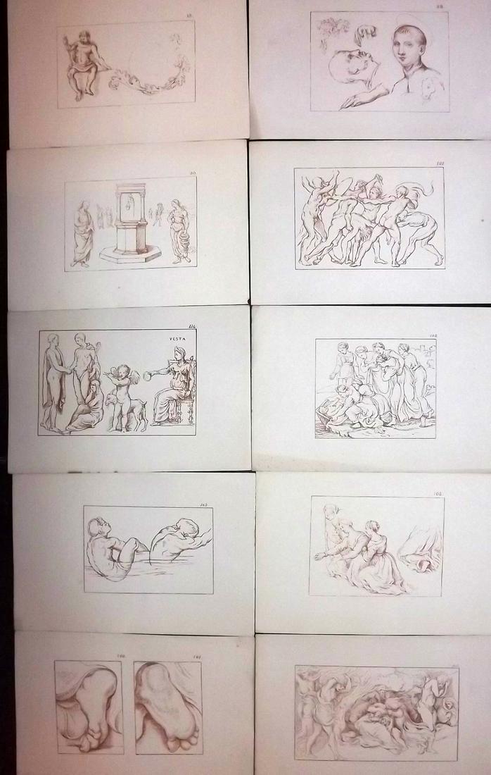 After Raphael 1894 Lot of 10 Lithograph Drawings (1 of 2)