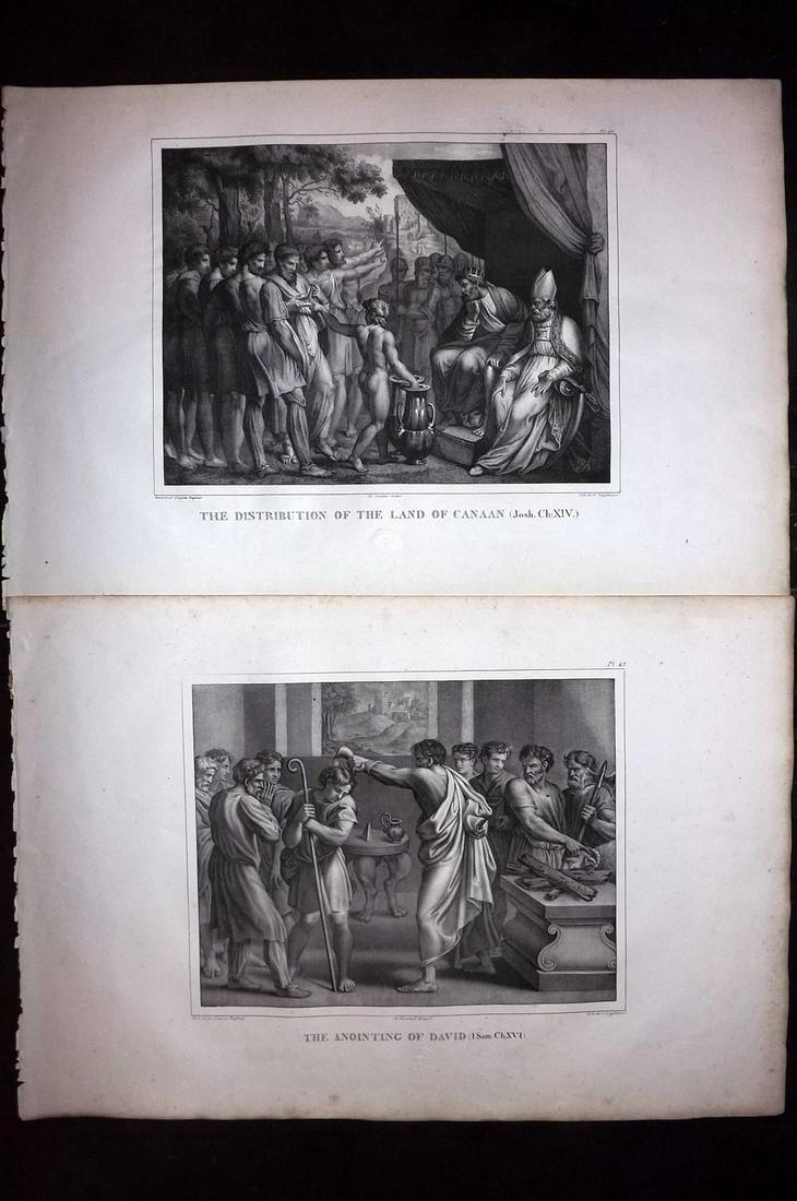Raphael Vatican Lodges 1825 Pair of Large Folio Prints: Large Folio Lithographs Published 1825, London for "A Collection of Fifty-Two Lithographic Prints from the Celebrated Frescoes in the Vatican, Known under the Name of The Lodges of Raphael" Drawn unde