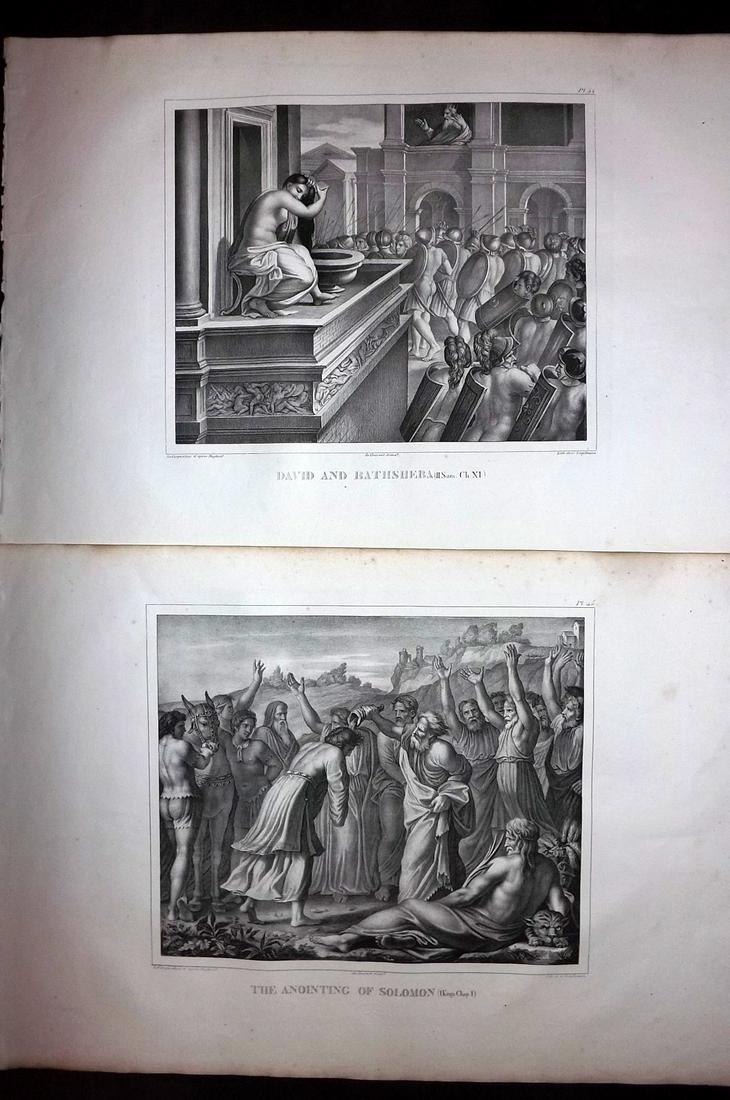 Raphael Vatican Lodges 1825 Pair of Large Folio Prints: Large Folio Lithographs Published 1825, London for "A Collection of Fifty-Two Lithographic Prints from the Celebrated Frescoes in the Vatican, Known under the Name of The Lodges of Raphael" Drawn unde