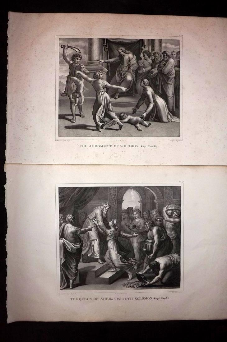 Raphael Vatican Lodges 1825 Pair of Large Folio Prints: Large Folio Lithographs Published 1825, London for "A Collection of Fifty-Two Lithographic Prints from the Celebrated Frescoes in the Vatican, Known under the Name of The Lodges of Raphael" Drawn unde
