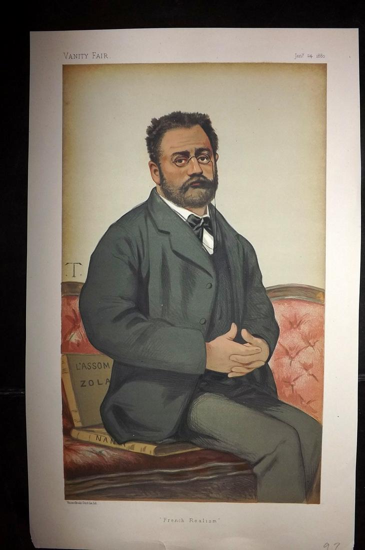 Vanity Fair Print 1880 Emile Zola, Literary (1 of 1)