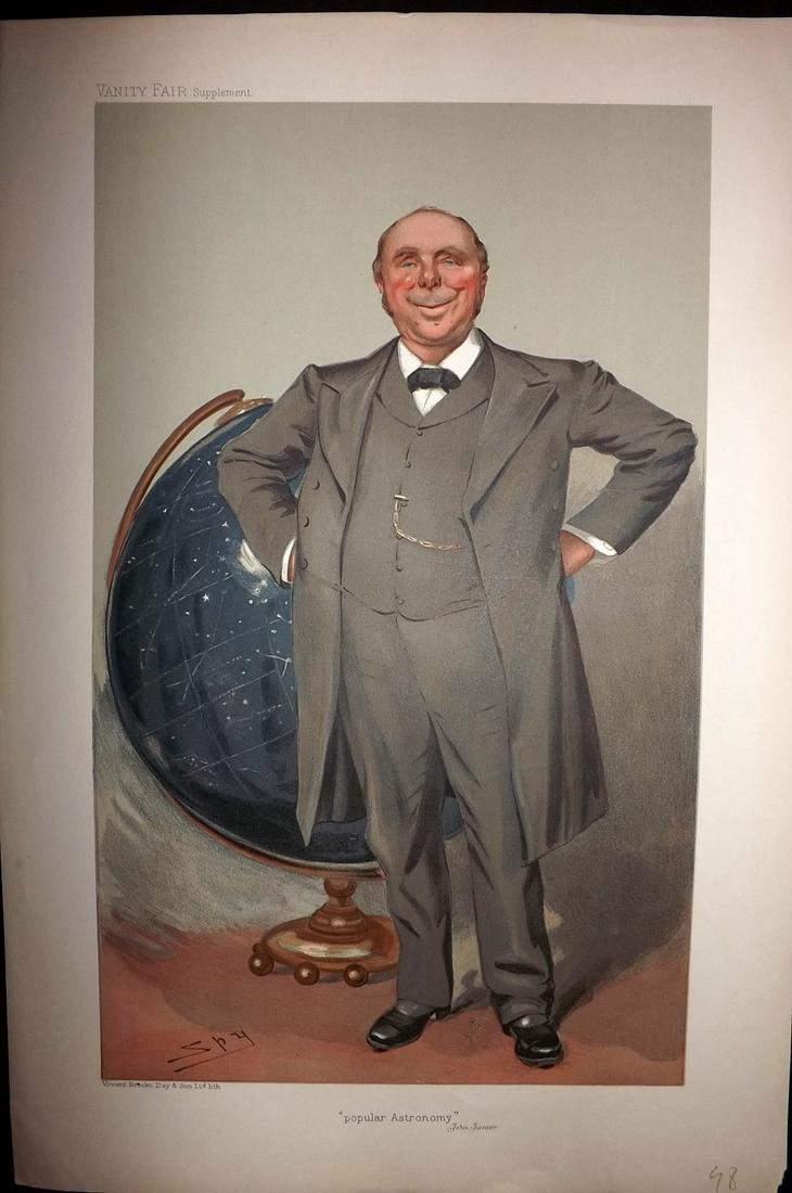 Vanity Fair Print 1905 Robert Ball, Astronomy Globe: Chromolithograph Published 1869-1914, London for "Vanity Fair" Paper Size: 15 x 10 inch (38 x 25cm) Good Condition