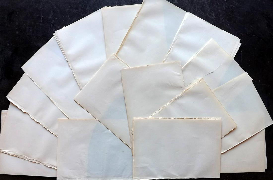 Old Paper, Bookbinding 1870's Lot of 30 Uniform Sheets: Lot of approx 30 British Stock sheets made in the 1870's. Uniform. Large 8vo. Paper Size: 9.5 x 6.75 inch (25 x 17cm) Good Condition
