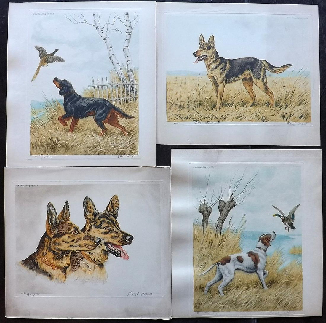 Wood, Paul C1935 Lot of 4 Signed Dog Etchings (1 of 2)