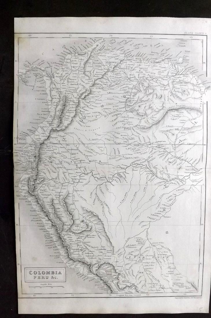 Encyclo. Britannica C1830 Map of Columbia & Peru (1 of 2)