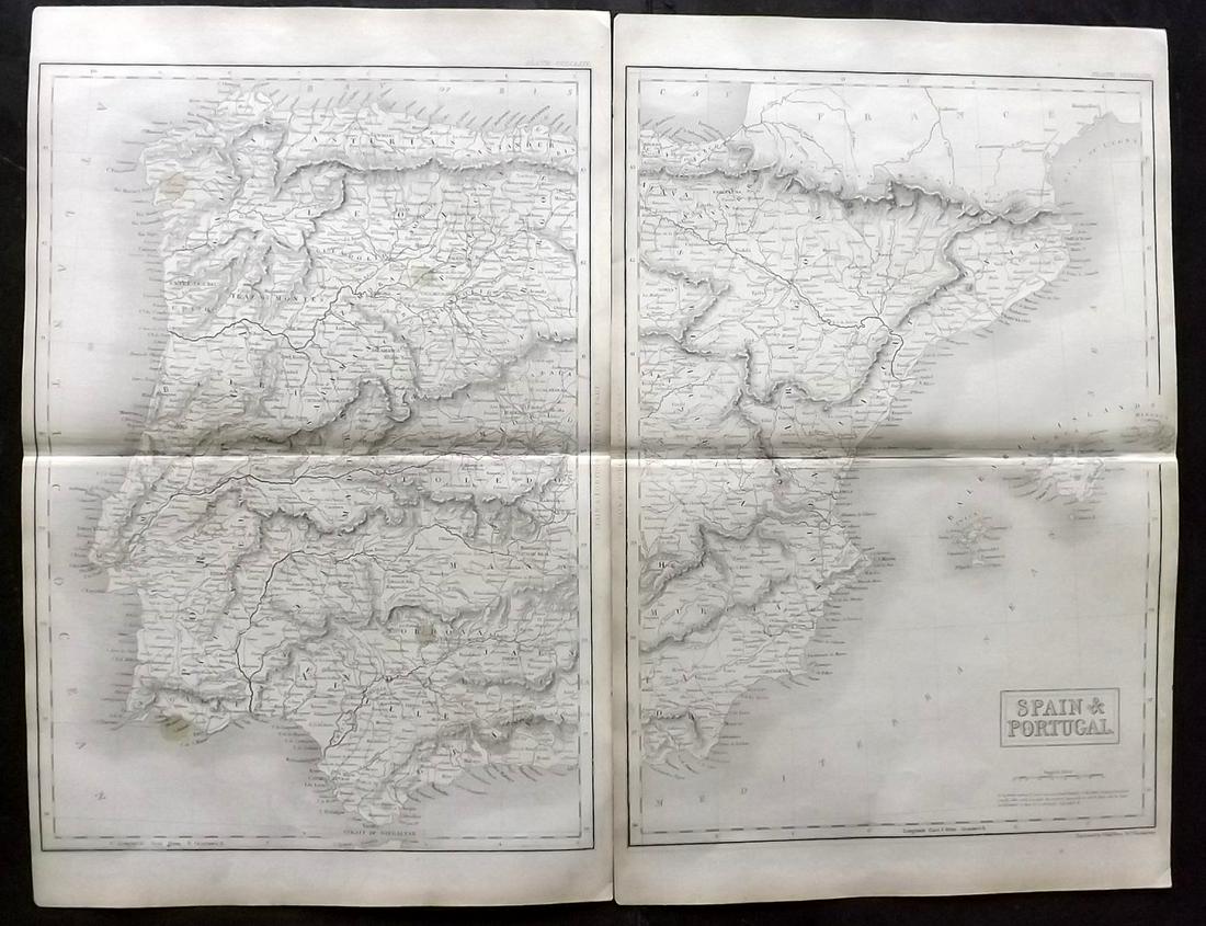 Encyclo. Britannica C1830 Set 2 Maps of Spain Portugal (1 of 2)