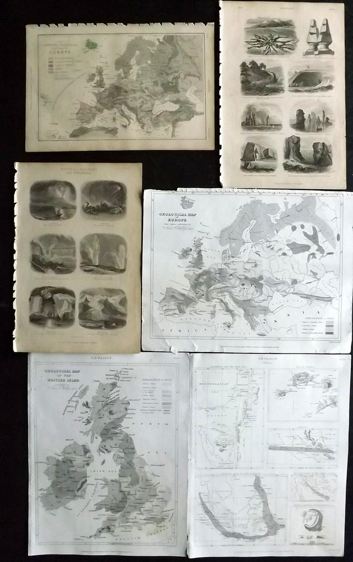 Geology 1833-64 Lot of 6 Maps and Prints (1 of 2)