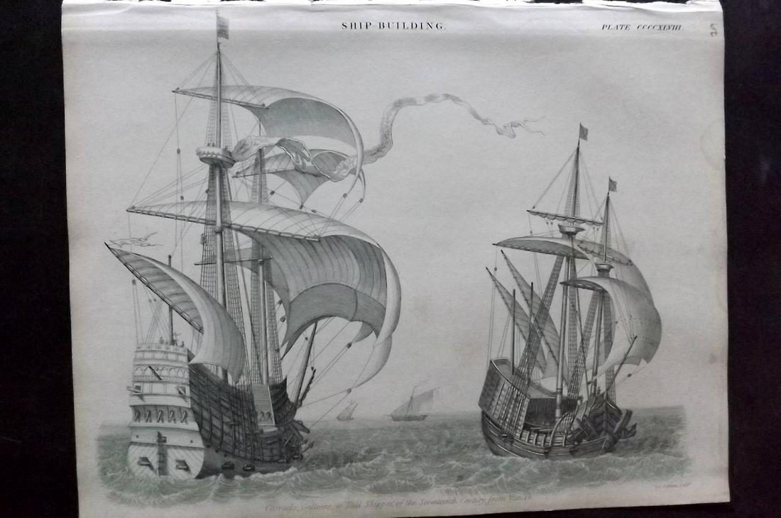 Encyclo. Britannica C1830 Ship Print. Sail Ships (1 of 2)