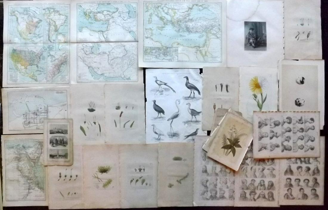 Mixed Prints & Maps 19th Cent. Lot of 25 (1 of 4)