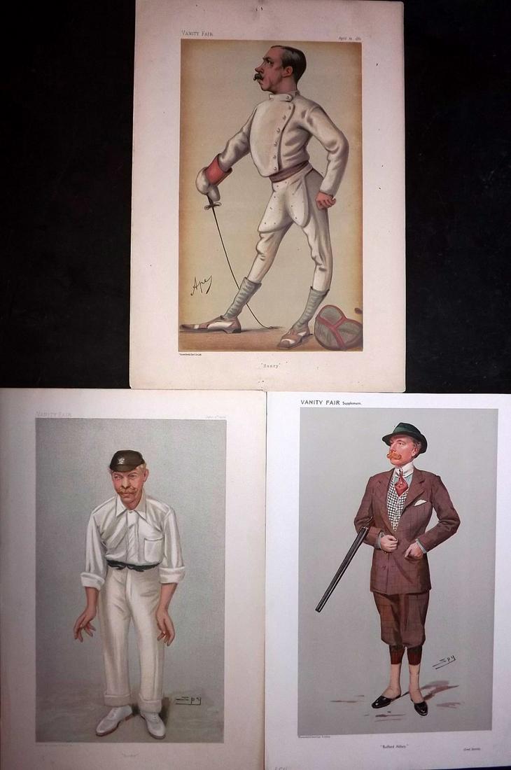 Vanity Fair Prints 1880-08 Mixed Lot 3. Cricket Fencing (1 of 2)