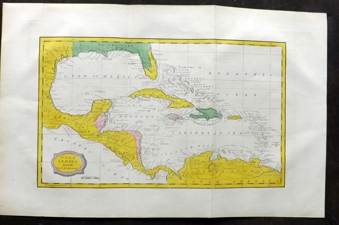 Barclay, James C1835 Hand Col Map. West Indies (1 of 2)