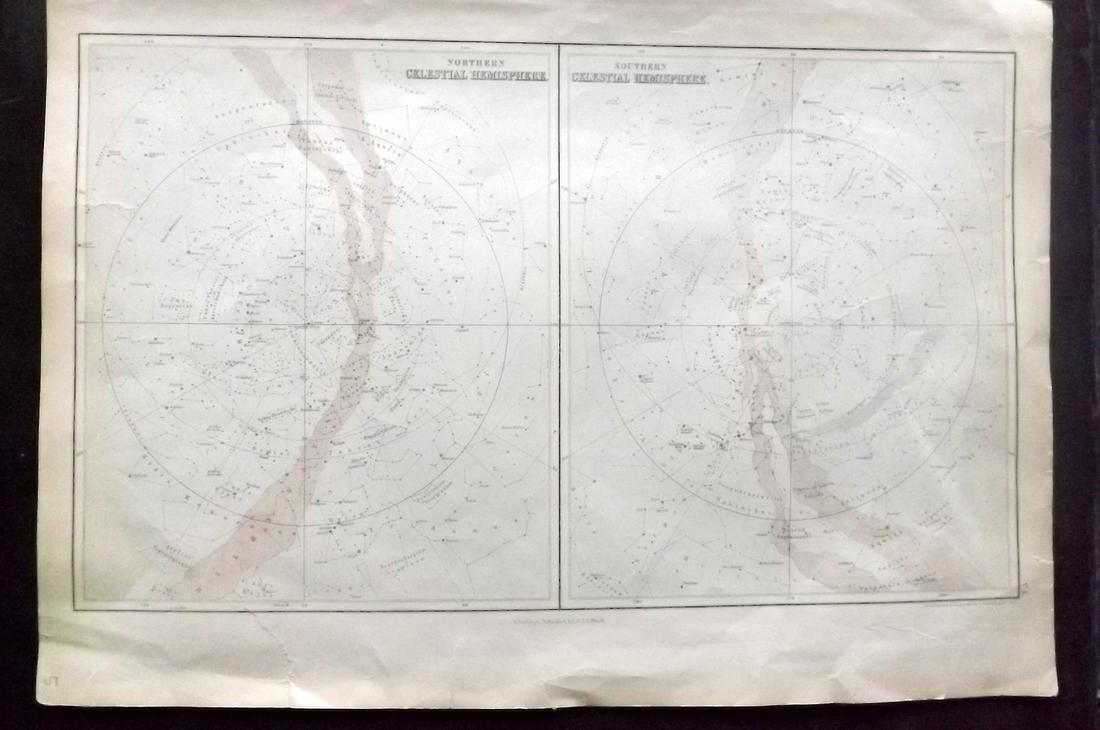 Black & Bartholomew 1882 Astronomy Celestial Star Map (1 of 2)