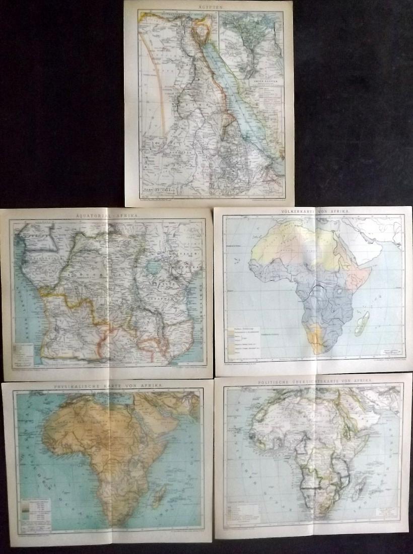 Brockhaus (Pub) 1890's Lot of 5 Maps of Africa (1 of 2)