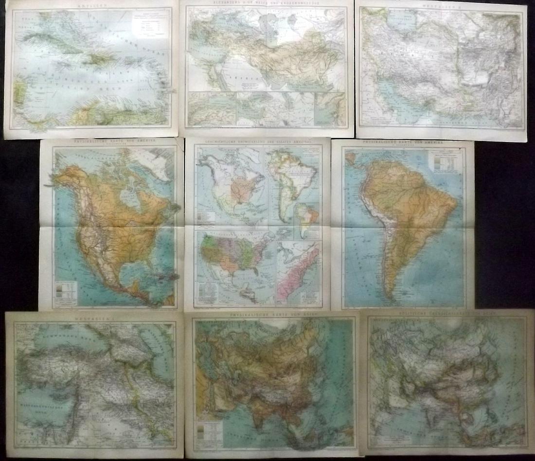 Brockhaus (Pub) 1890's Mixed Lot of 9 Maps (1 of 2)