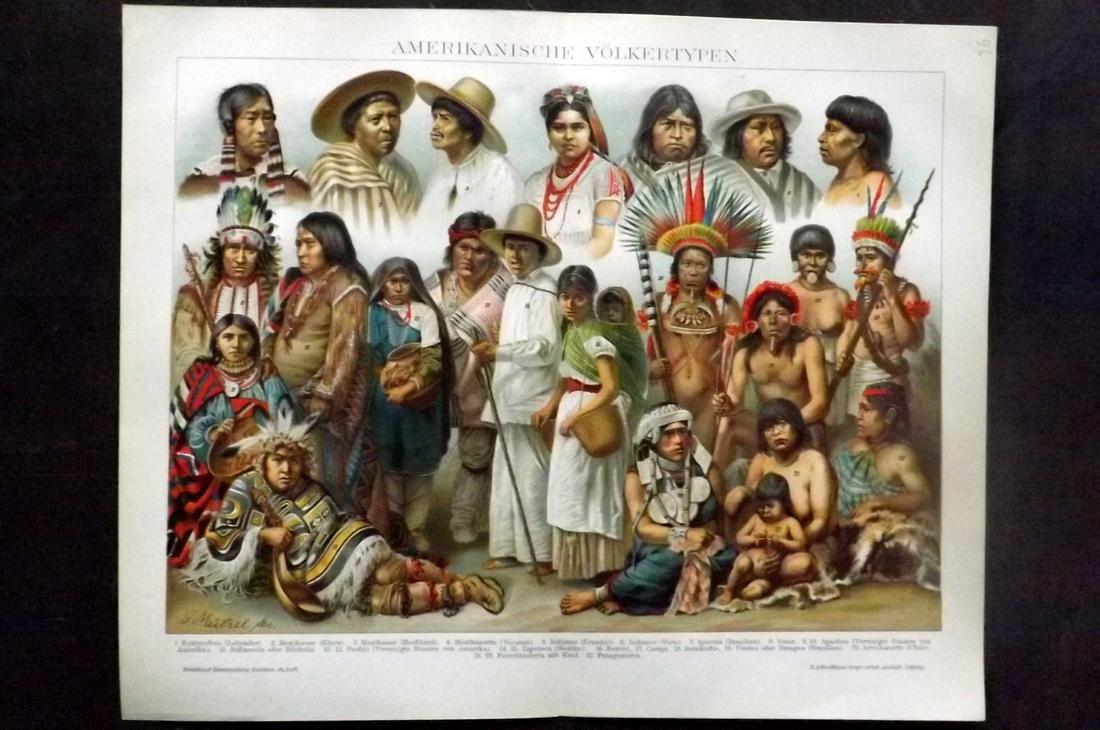 Brockhaus (Pub) 1890's Ethnic Print. Native Americans (1 of 2)