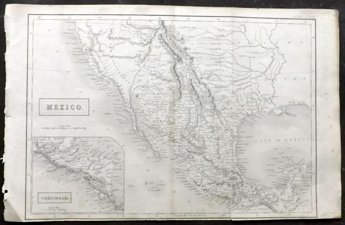 Encyclo. Britannica C1830 Map of Mexico: Steel Engraved Map Published 1830-42, Edinburgh for "Encyclopedia Britannica" Seventh Edition. Folds as issued. Paper Size: 16 x 11 inch (40 x 28cm) Minor toning, otherwise fine