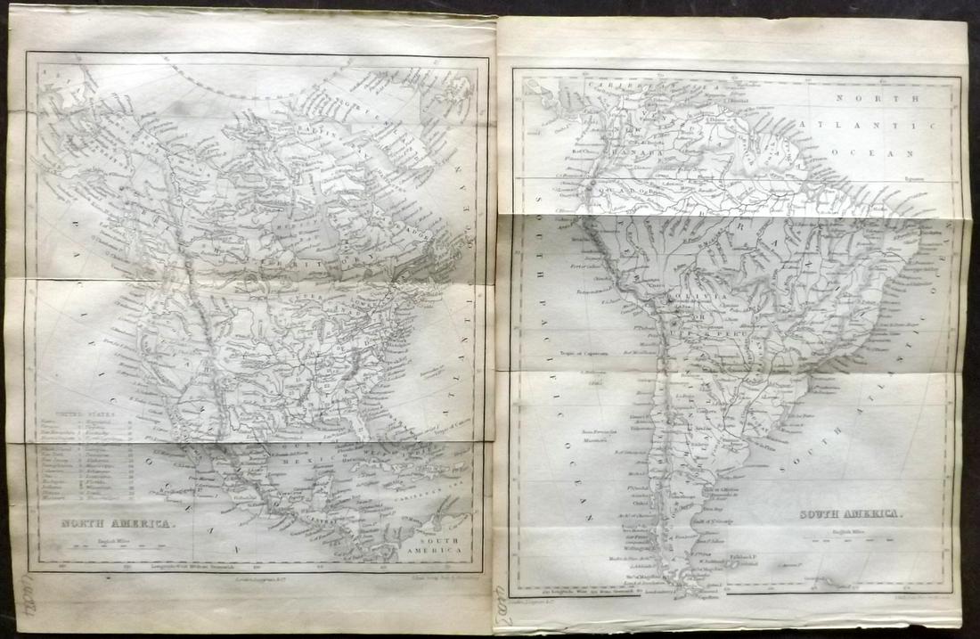 Hall, Sidney 1852 Pair of Maps of North & South America (1 of 2)