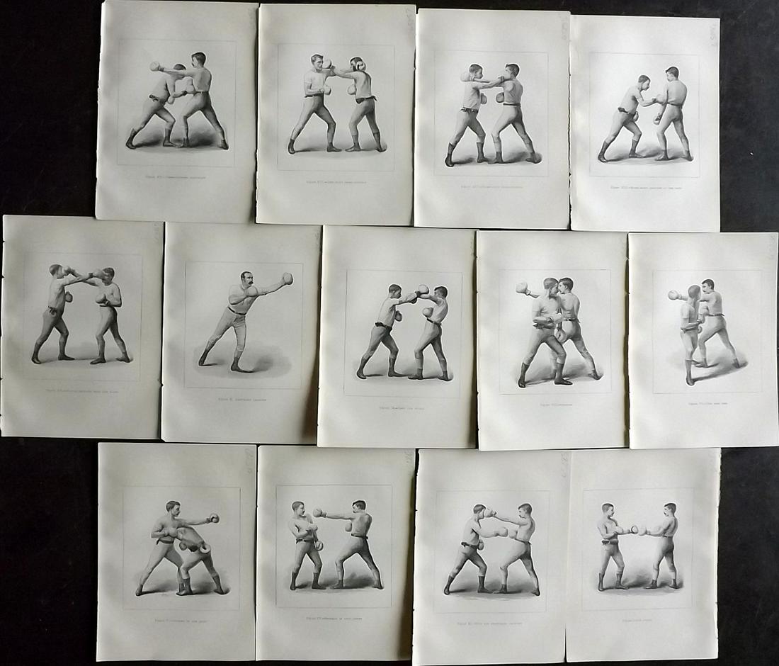 Boxing 1889 Lot of 13 Antique Prints. Badminton Library (1 of 2)