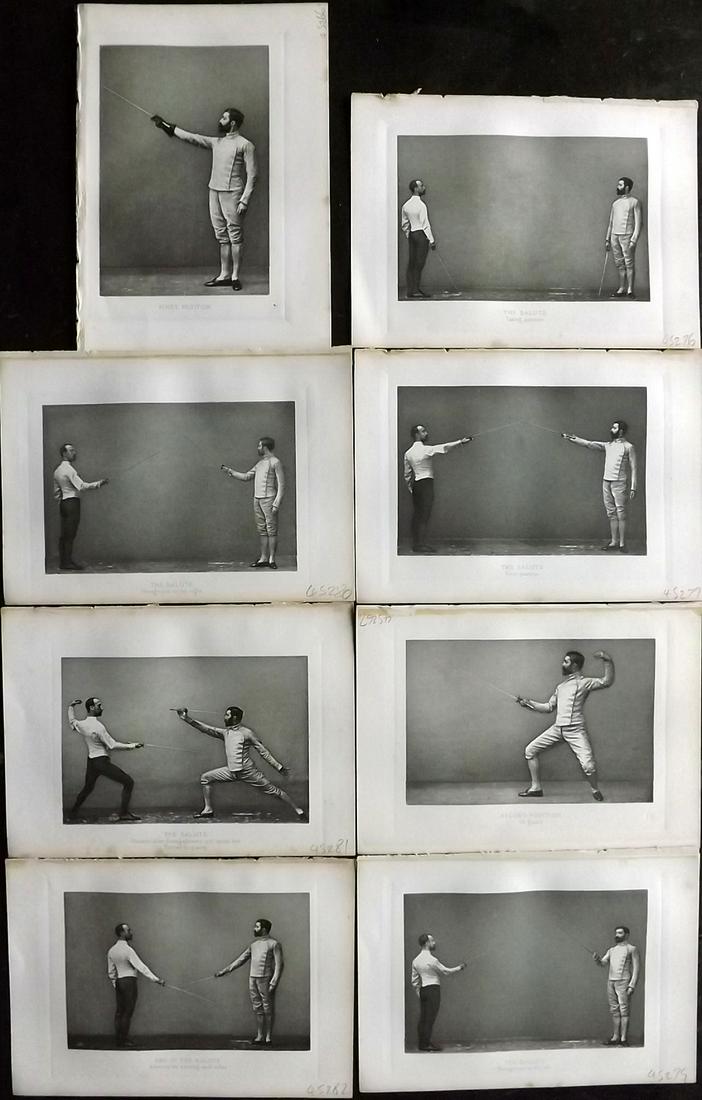 Sword Fencing 1889 Lot of 8 Prints. Badminton Library (1 of 2)