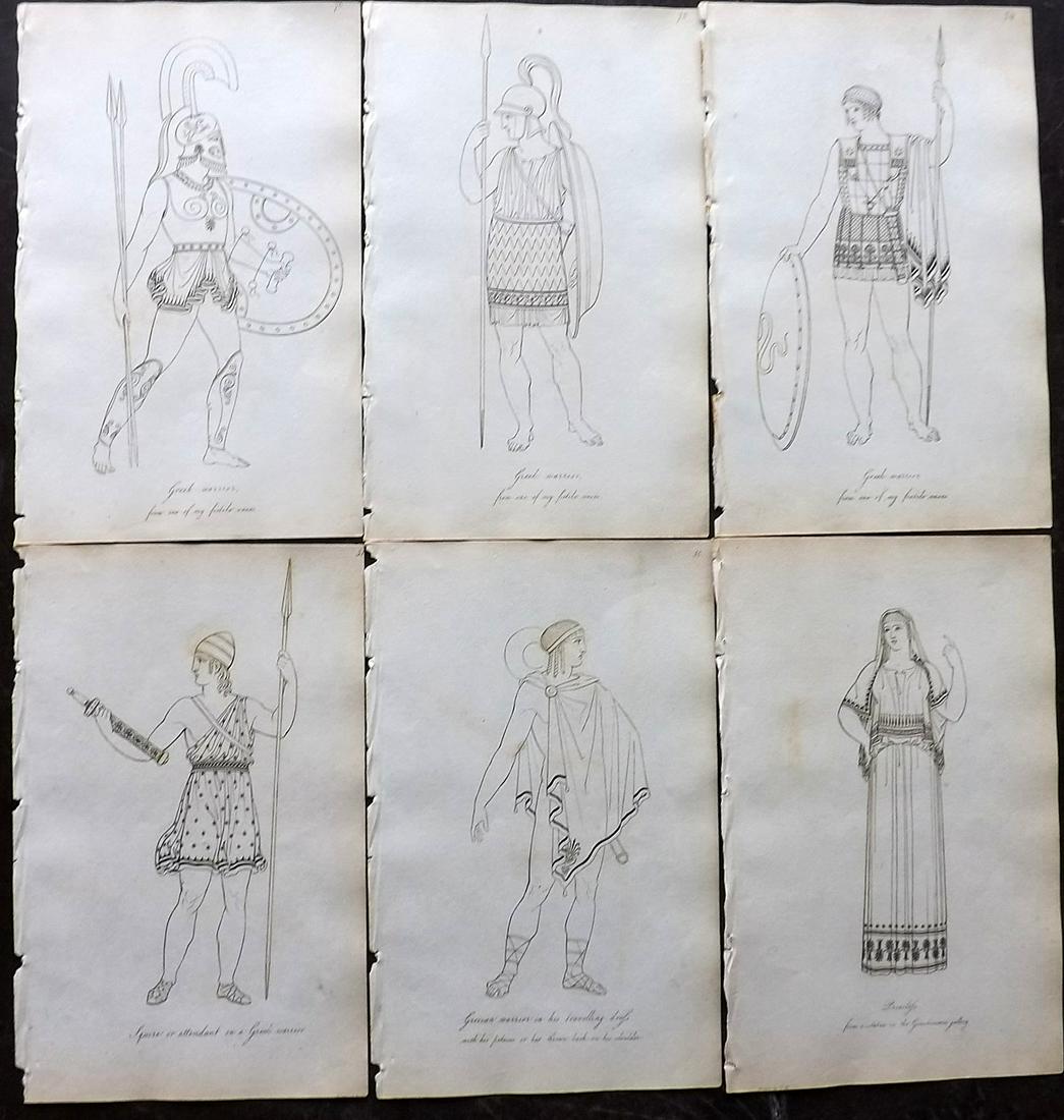 Hope, Thomas 1809 Lot of 6 Ancient Costume Prints: Etchings Published 1809, London for "Costume of the Ancients" by Thomas Hope. Paper Size: 8.5 x 5.5 inch (22 x 14cm) Very minor background toning, otherwise fine