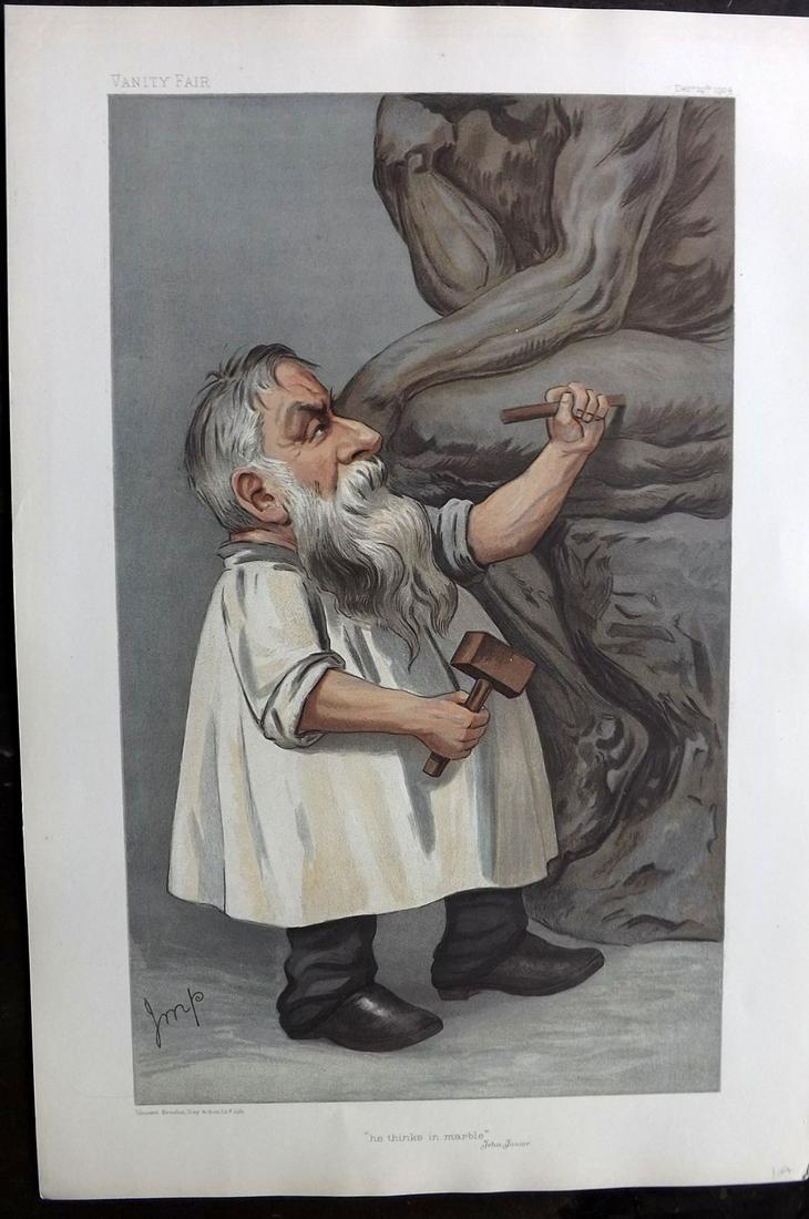 Vanity Fair Print 1904 Auguste Rodin, Artist Sculptor: Chromolithograph Published 1869-1914, London for "Vanity Fair" Paper Size: 15 x 10 inch (38 x 25cm) Good Condition