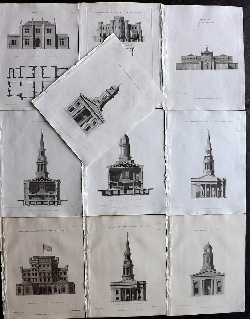 Nicholson, Peter 1826 Lot of 10 Architectural Prints (1 of 5)