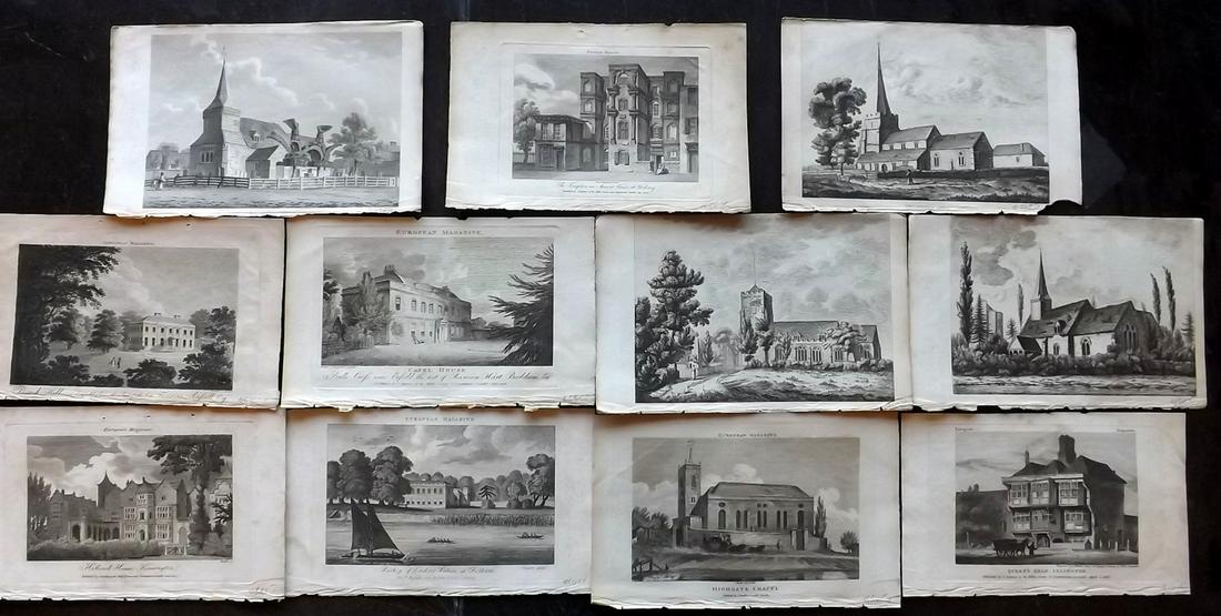 European Magazine C1800 Lot of 11 Prints. British Views (1 of 2)