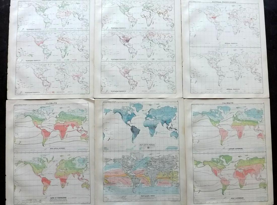 Bartholomew, John 1889 Lot of 6 Climate etc Maps (1 of 2)