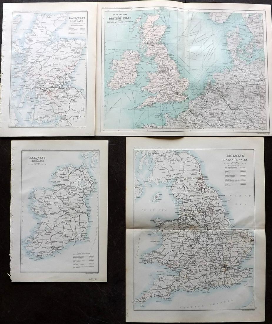 Bartholomew, John 1904 Lot of 4 Railway Maps UK Ireland (1 of 2)
