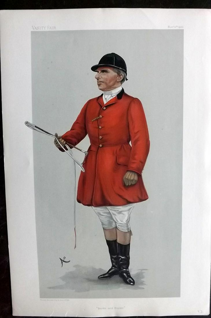 Vanity Fair Print 1903 Robert Rodney Wilmot, Foxhunter: Chromolithograph Published 1869-1914, London for "Vanity Fair" Paper Size: 15 x 10 inch (38 x 25cm) Good Condition