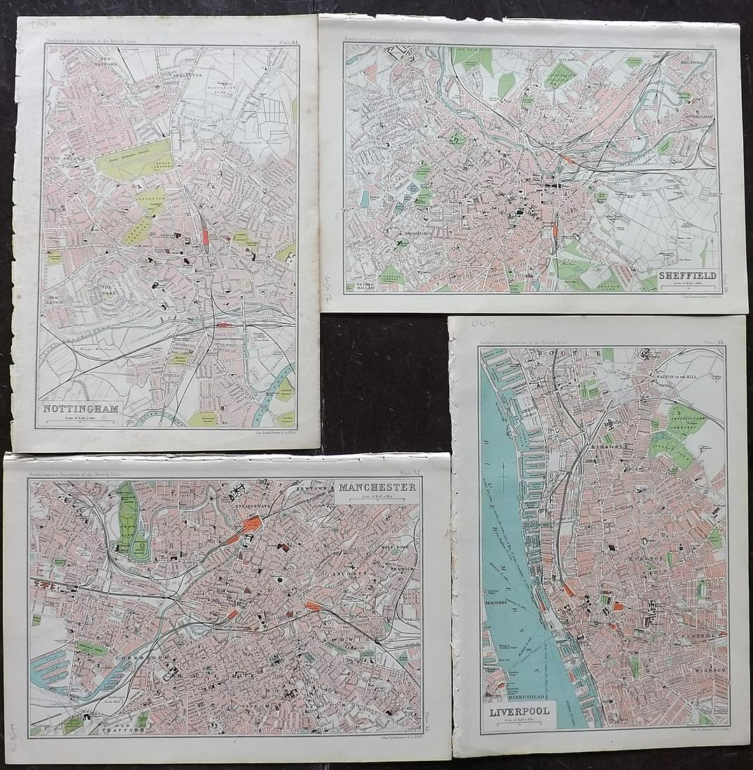 Bartholomew, John 1904 Lot of 4 British City Palns (1 of 2)
