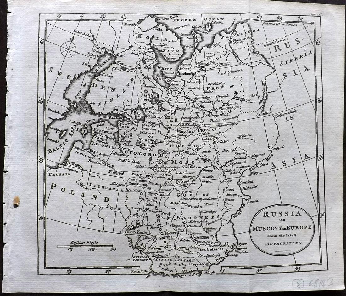 Guthrie, William 1790 Antique Map. Russia or Muscovy (1 of 2)