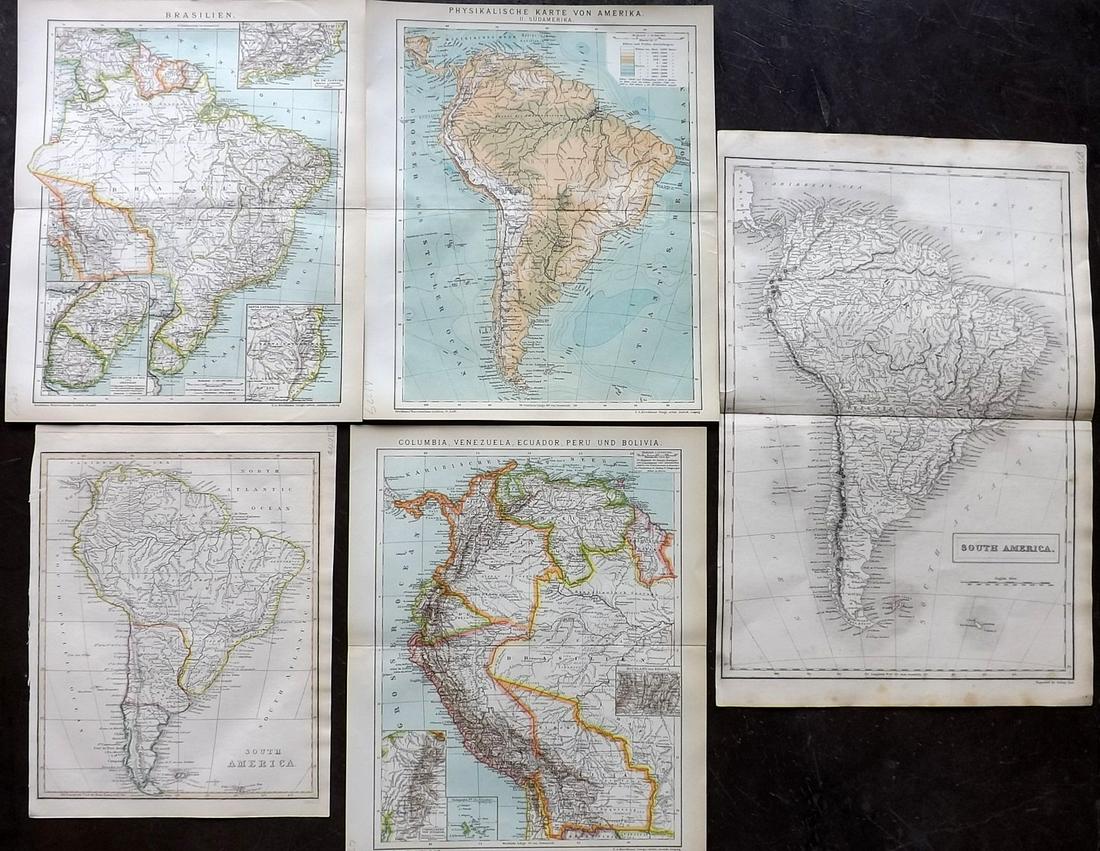 South America C1830-1890s Lot of 5 Maps (1 of 2)